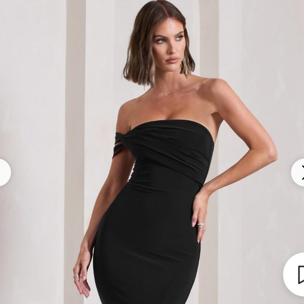 Club L Eviana Black Bodycon Sleeveless Twist Midi Dress